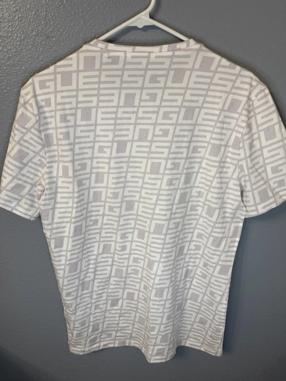 GUESS White Tee with Light Lavender Logo Print - Picture 2 of 3